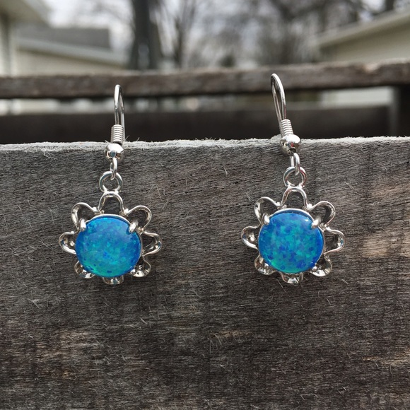Boutique Jewelry - Blue Fire Opal Dangle Earrings! NEW!
