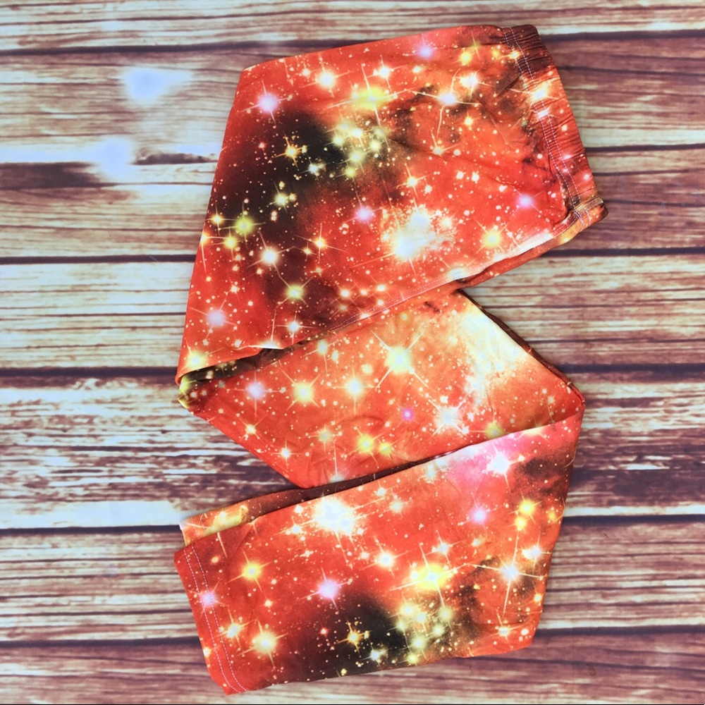 Orange galaxy leggings