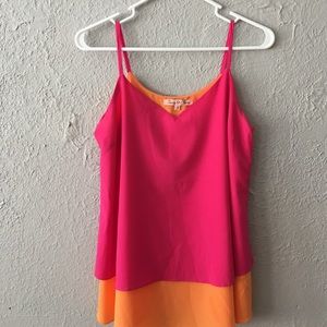 Orange and pink silky strap top