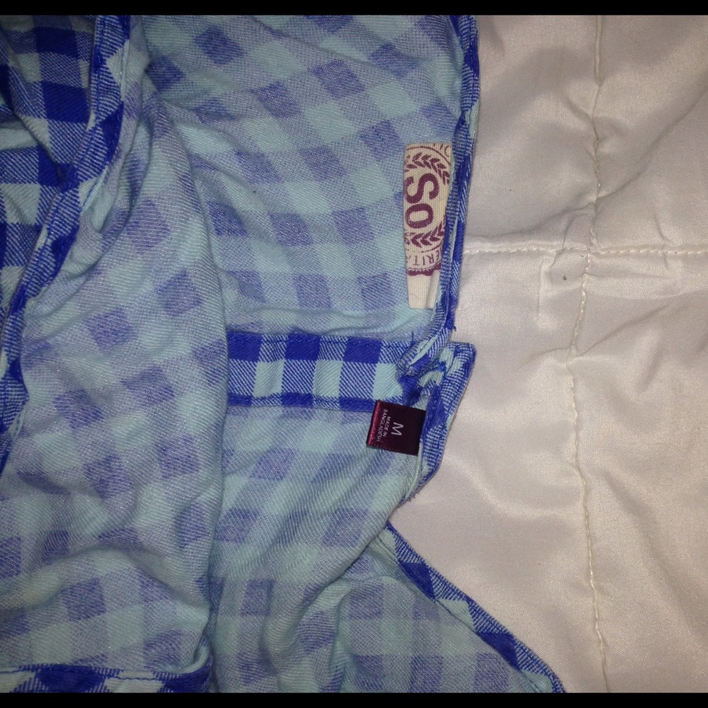 Blue checkered print crop top - Picture 3 of 3