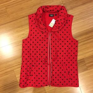 Red & black polka dot vest XL (NWT)