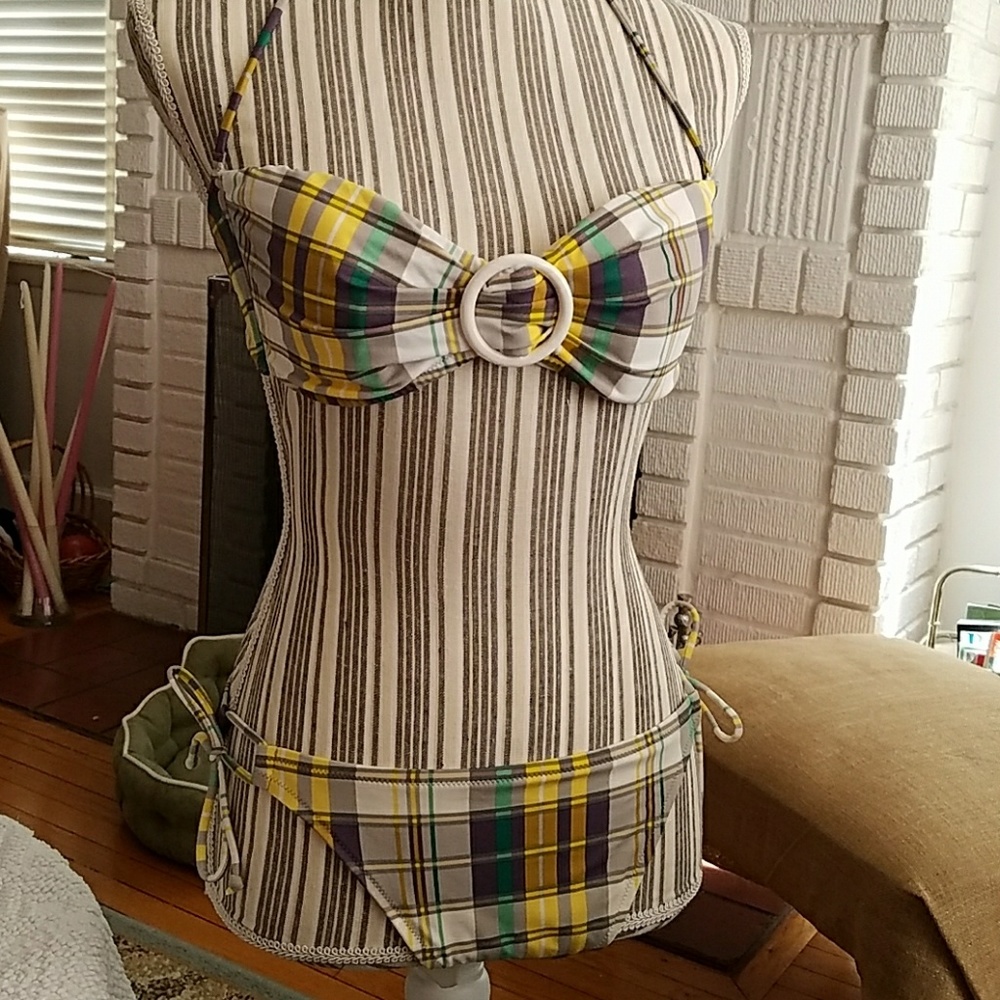 Victoria's Secret Plaid Bikini Nwot sz L