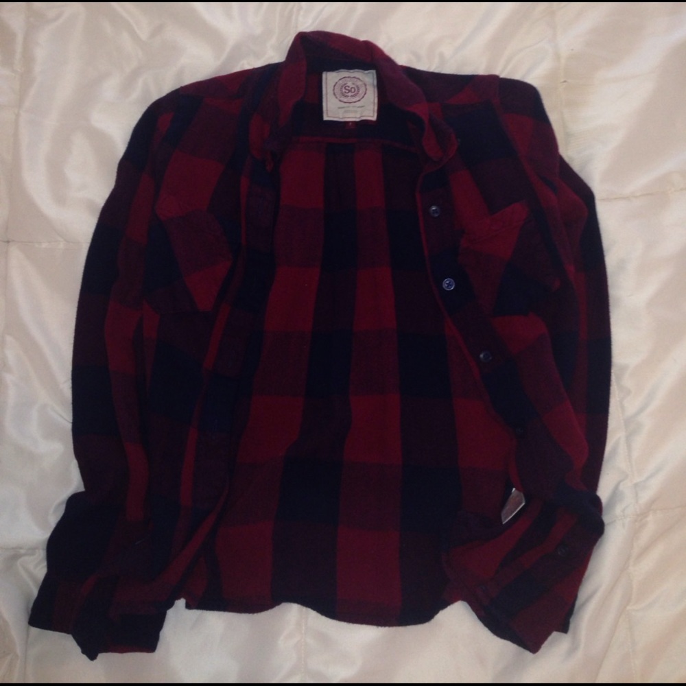 Dark red & blue flannel