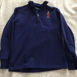 Half zip sweatshirt with adorable bear. Boys.