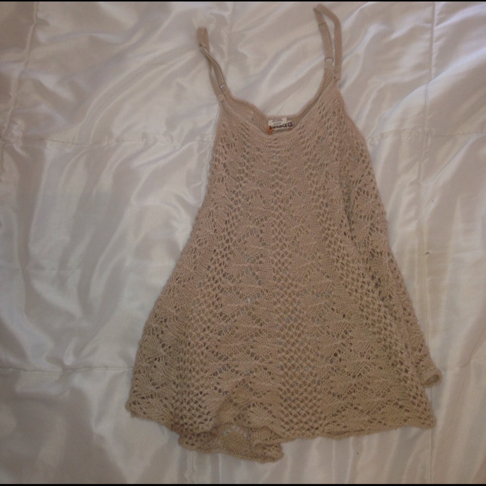 See through tan spaghetti strap shirt