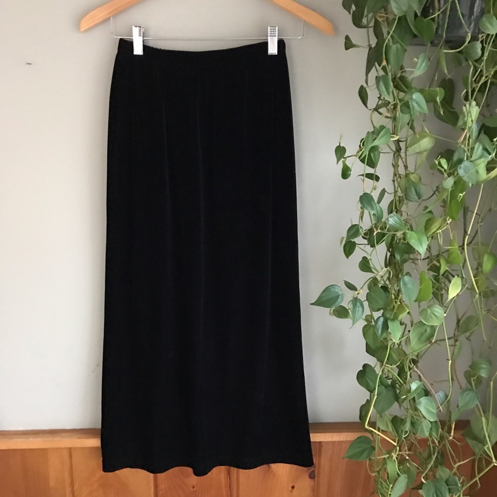 vintage black 90s velour velvet skirt