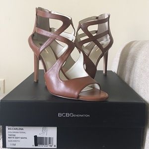 BCBGeneration Brown Strappy High Heel Sandals