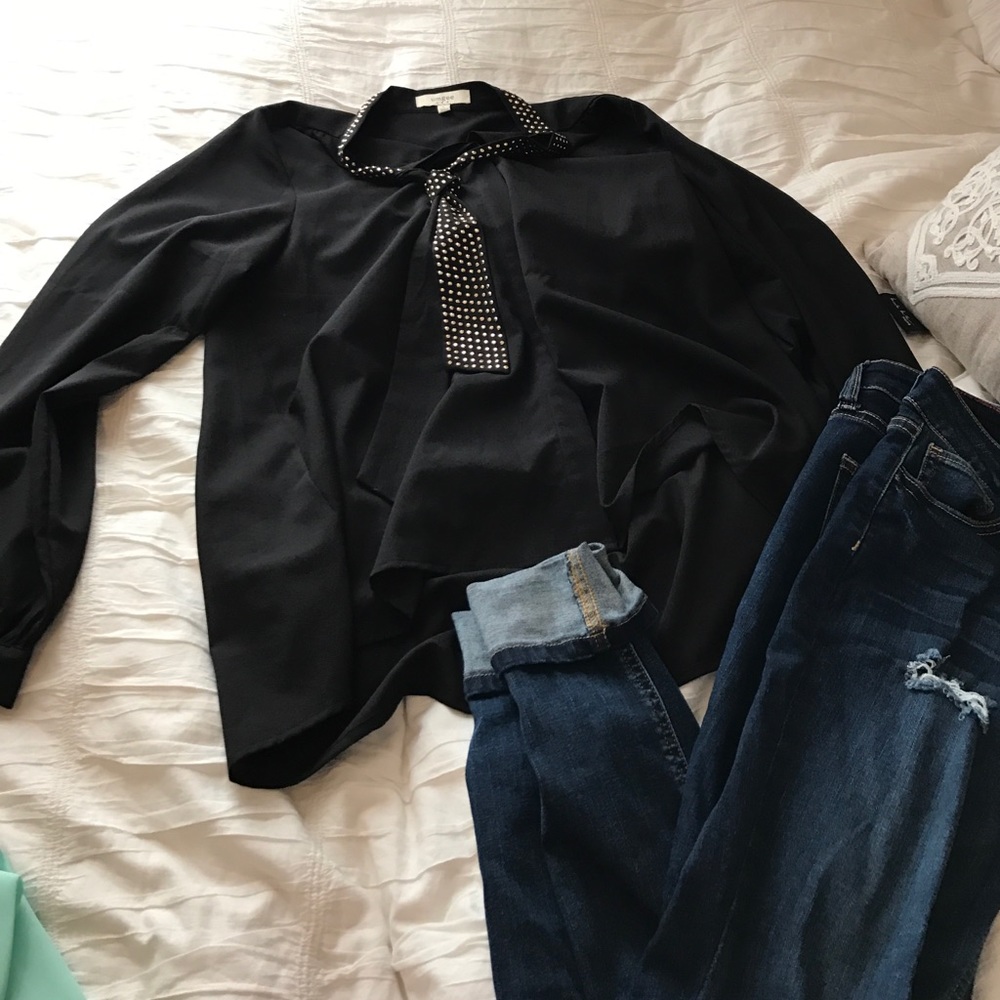 Black blouse with detailed collar