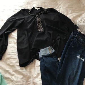 Black blouse with detailed collar