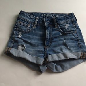 Ripped high waisted jean shorts