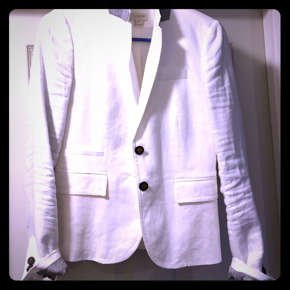 Jcrew white linen blazer