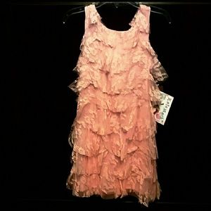 Biscotti NWT Coral Pink Tiered Lace Dress