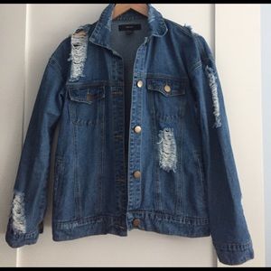 Distressed denim jacket