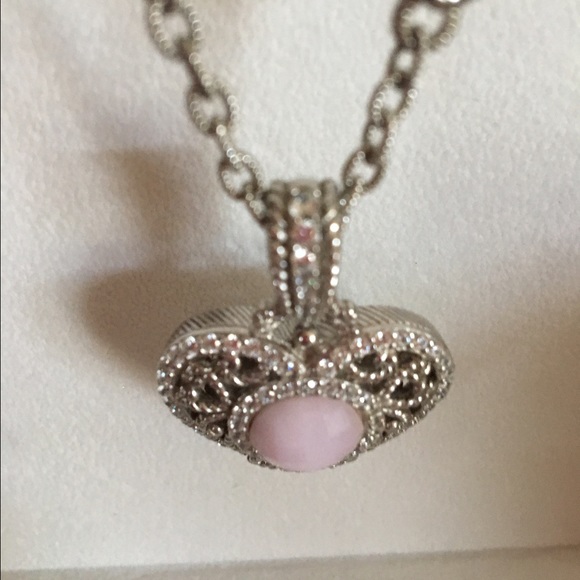 Judith Ripka pinkstone heart pendant and chain. - Picture 3 of 4