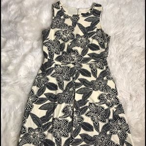 J. Crew Floral Black and White/Ivory Dress