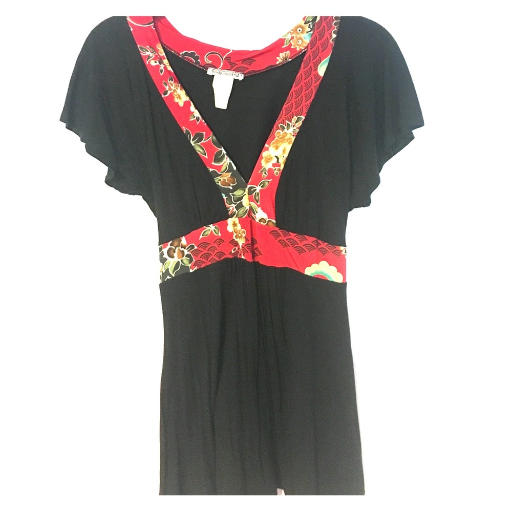 Beautifully Tailored Black and Floral Top