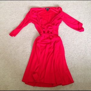 WHBM Red Dress 3/4 Sleeve