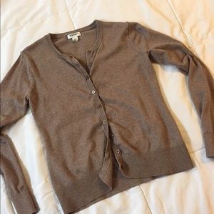Taupe crew neck cardigan