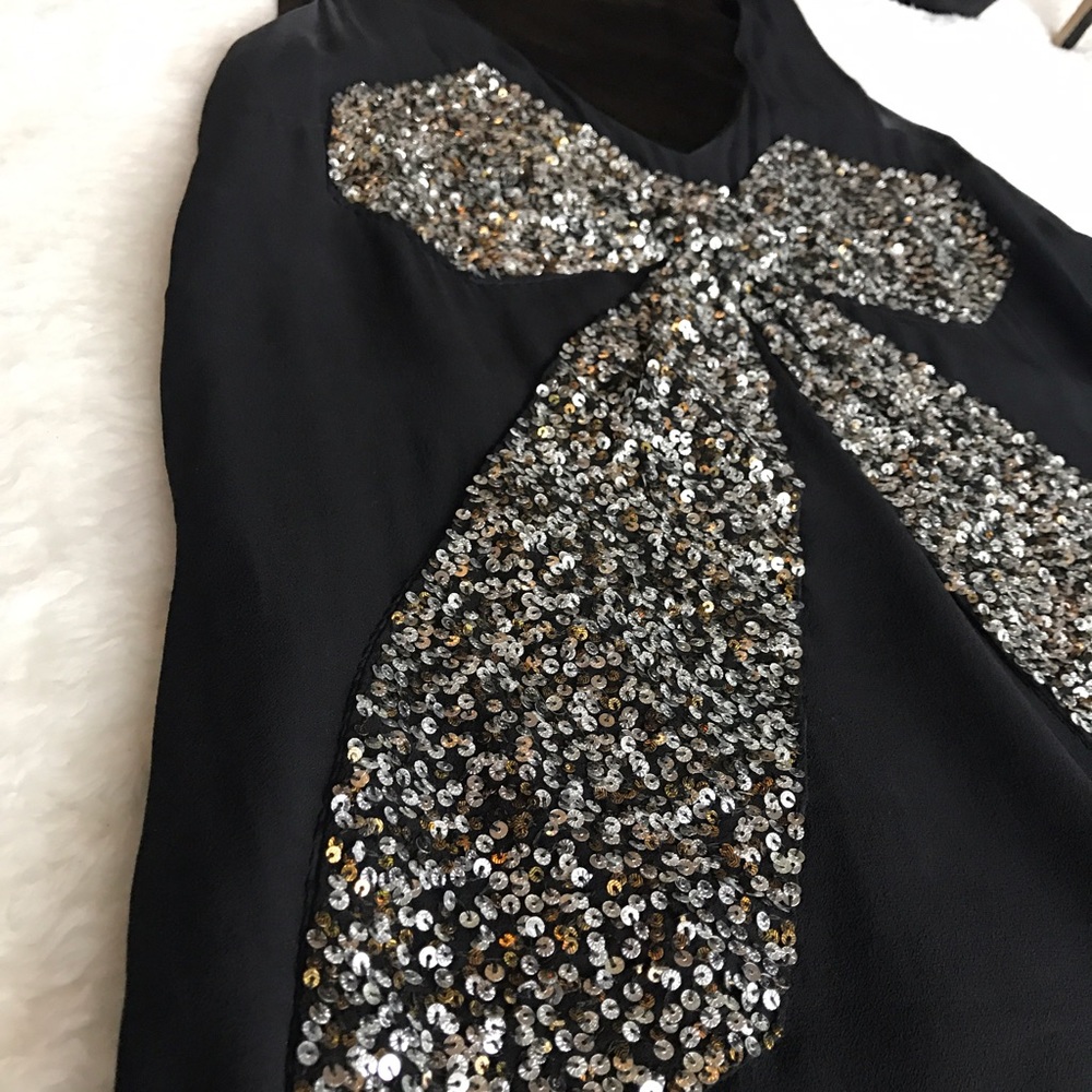 Alexia Admor // sequin bow silk LBD black dress - Picture 3 of 6