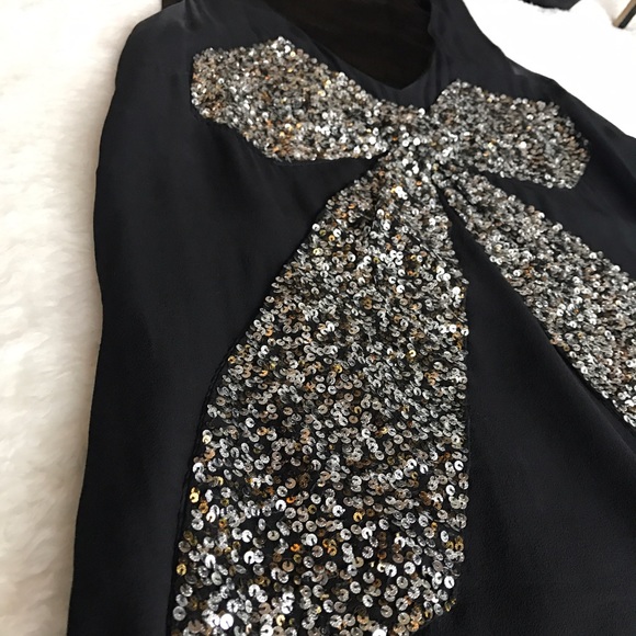 Alexia Admor // sequin bow silk LBD black dress - Picture 3 of 6