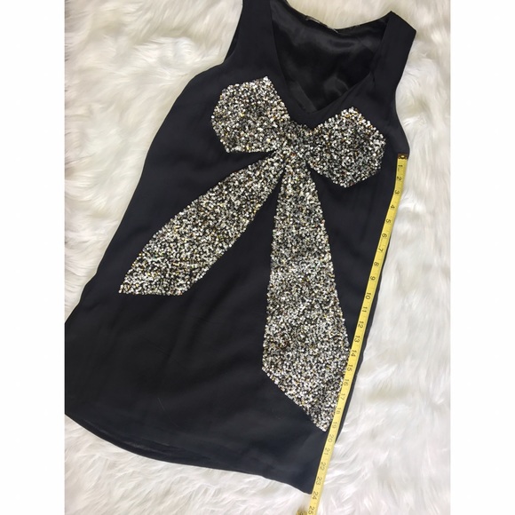 Alexia Admor // sequin bow silk LBD black dress - Picture 5 of 6