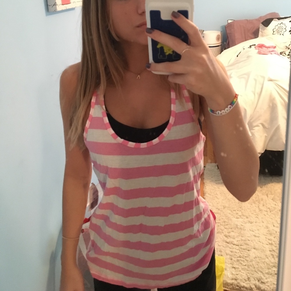 PINK & WHITE STRIPED TANK