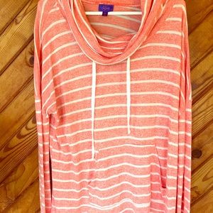 XXL Coral and White cowl neck top