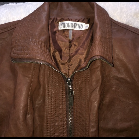 Brown faux leather jacket. NWOT. Medium - Picture 2 of 4