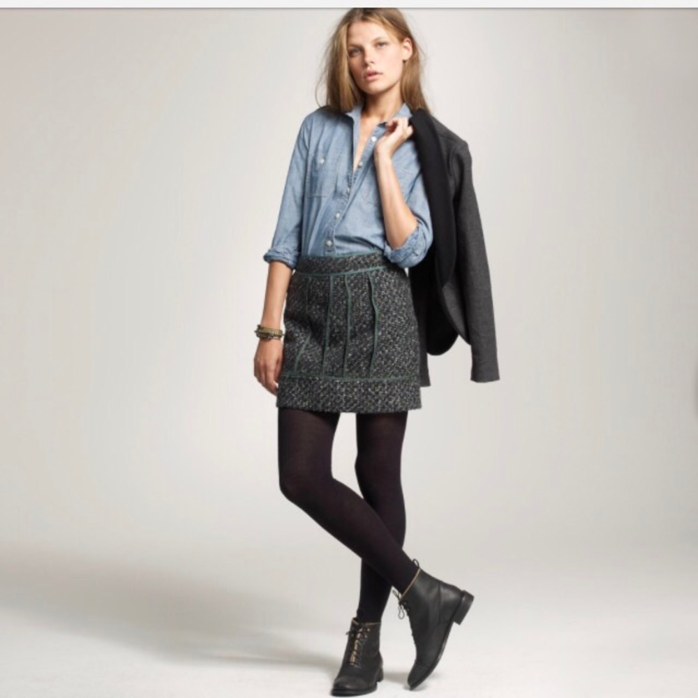 J. CREW Moss Tweed Mini Size 2