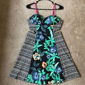 Floral/tribal cutout dress