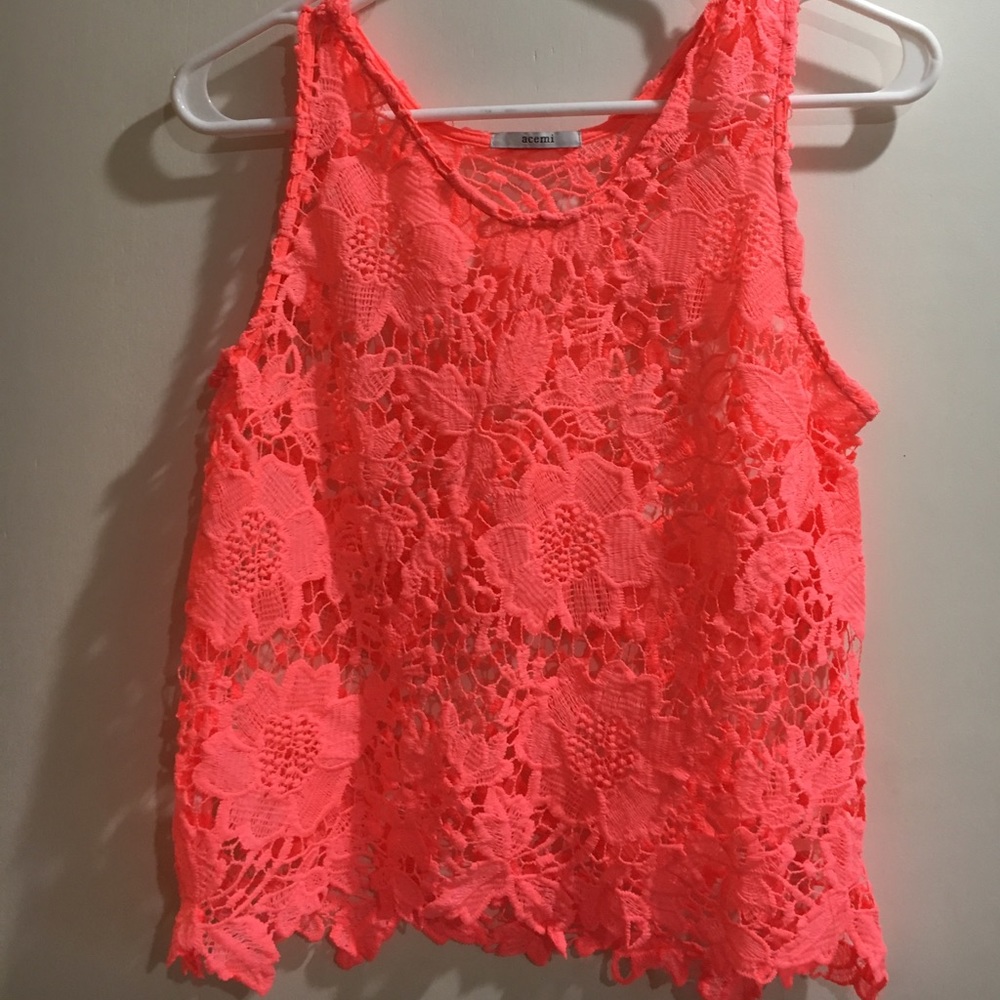 Beautiful coral lace crop top.