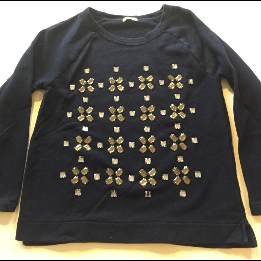 Navy sweatshirt with sparkly gems