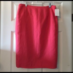 Coral Knee-Length Pencil Skirt