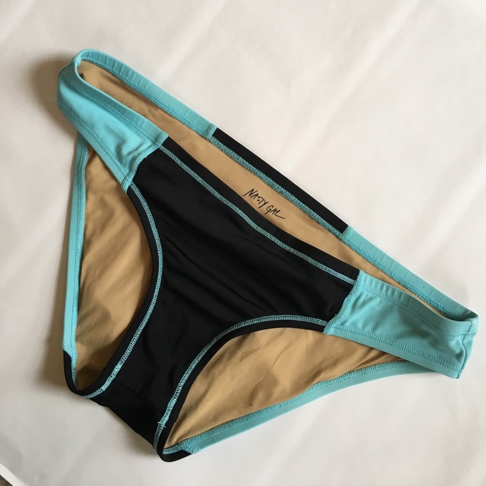 Nasty Gal blue and black swim bottoms