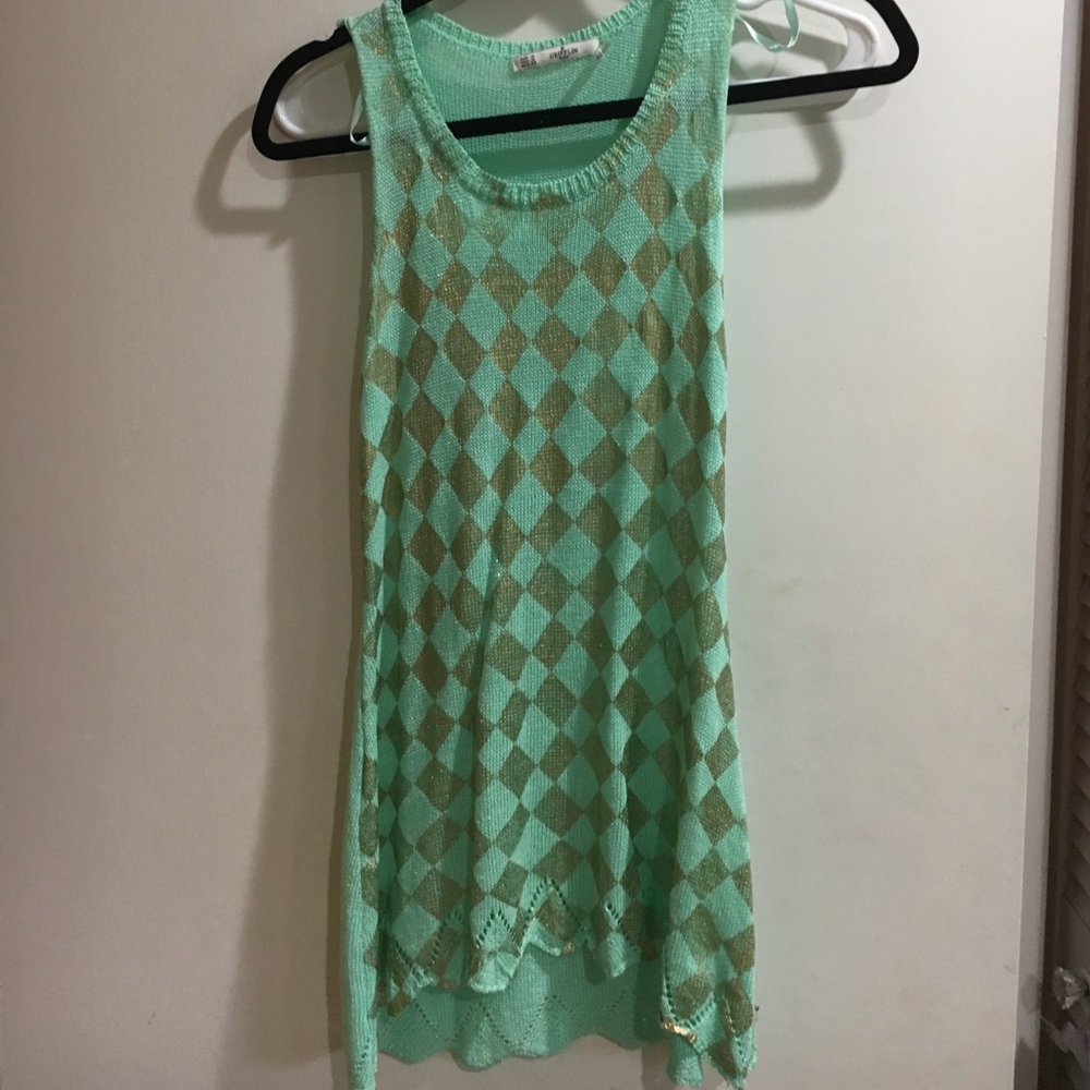 Net long top. Gold and mint. Bought in boutique.