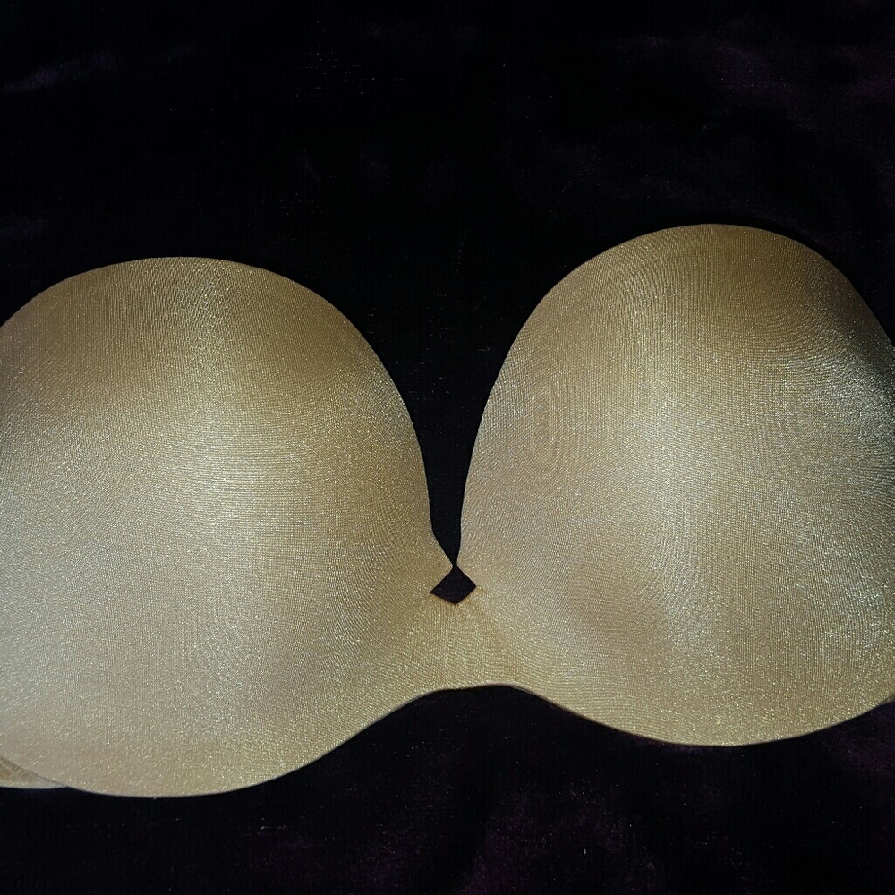 Tan strapless VS bra