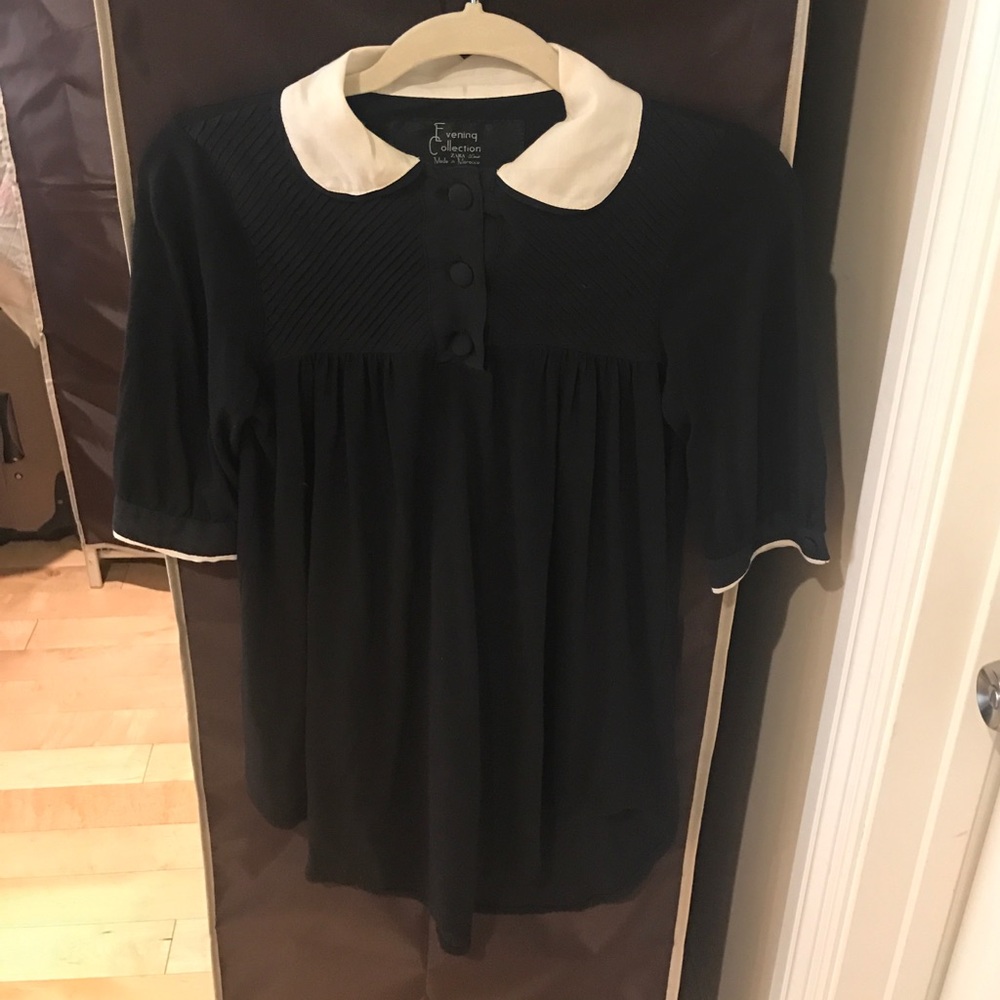 Zara black with white collar shirt