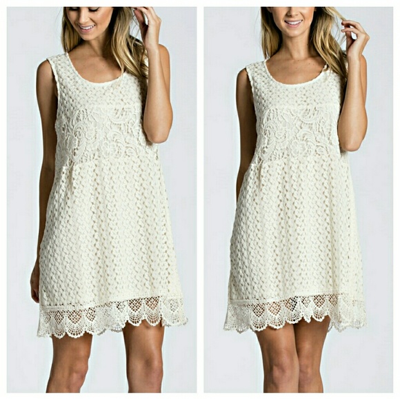 SALE!!PRICE FIRMIvory Lace Sleeveless Dress - Picture 2 of 3