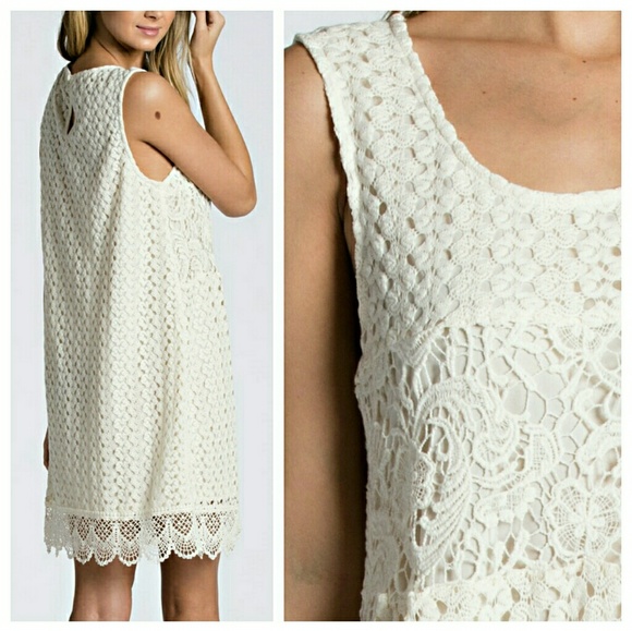 SALE!!PRICE FIRMIvory Lace Sleeveless Dress - Picture 3 of 3