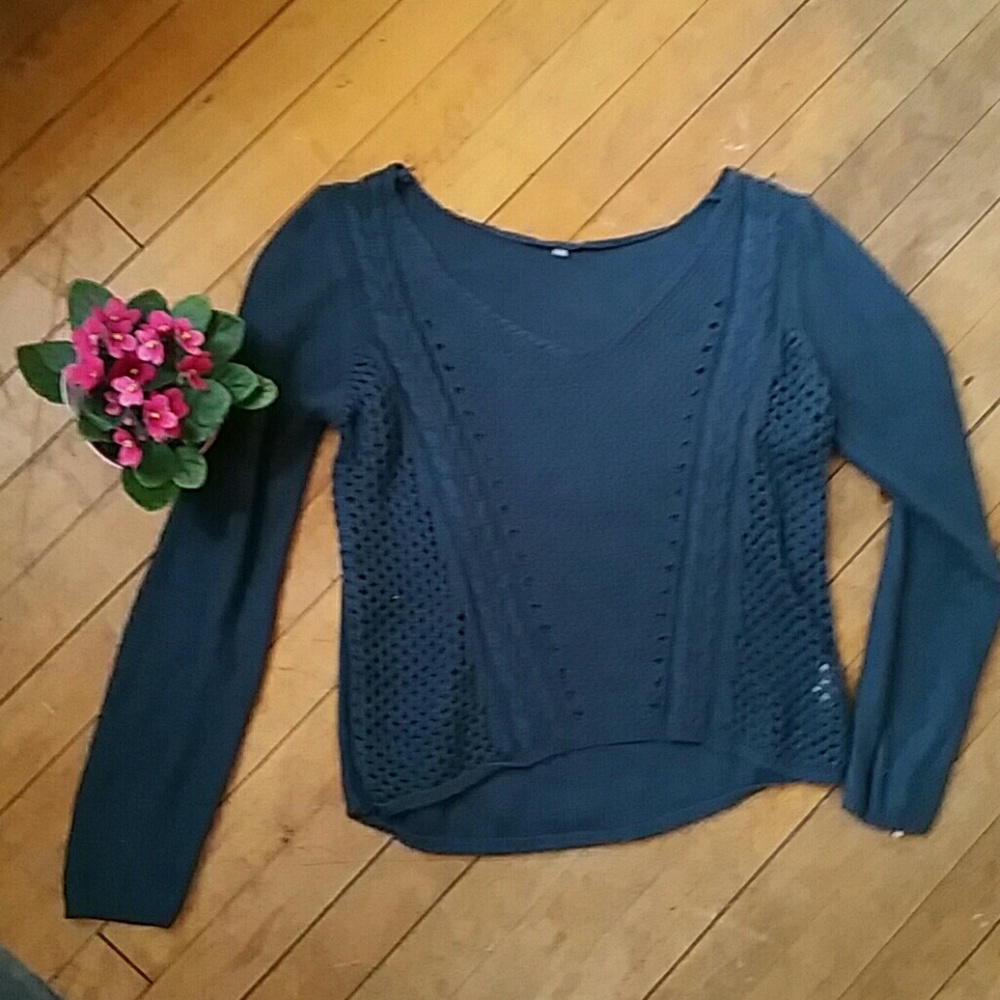 Blue open knit sweater
