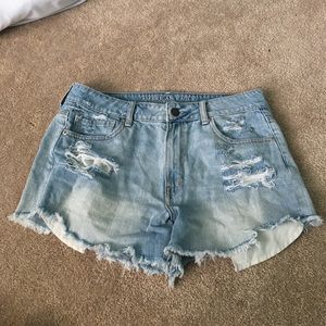 High-Waister Destroyed AEO Denim Shorts