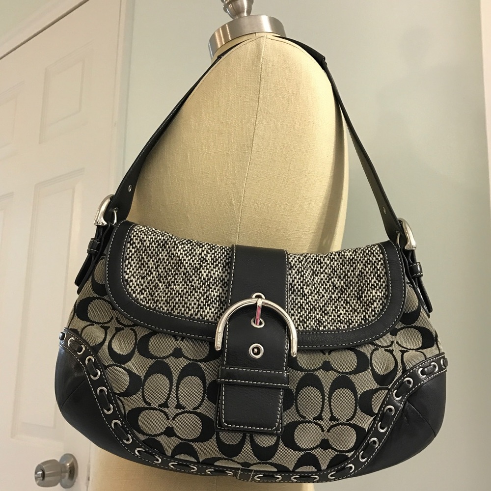 Limited Edition Large Tweed & Leather  Coach bag