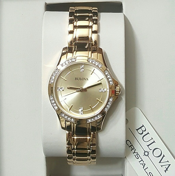 Big Sale,NWT Bulova Crystal gold watch main image 5