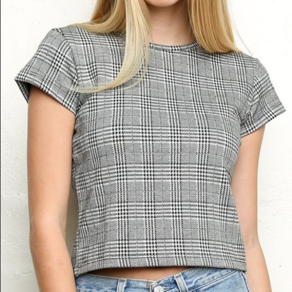 Brandy Melville Plaid Sammy Top (& stickers)