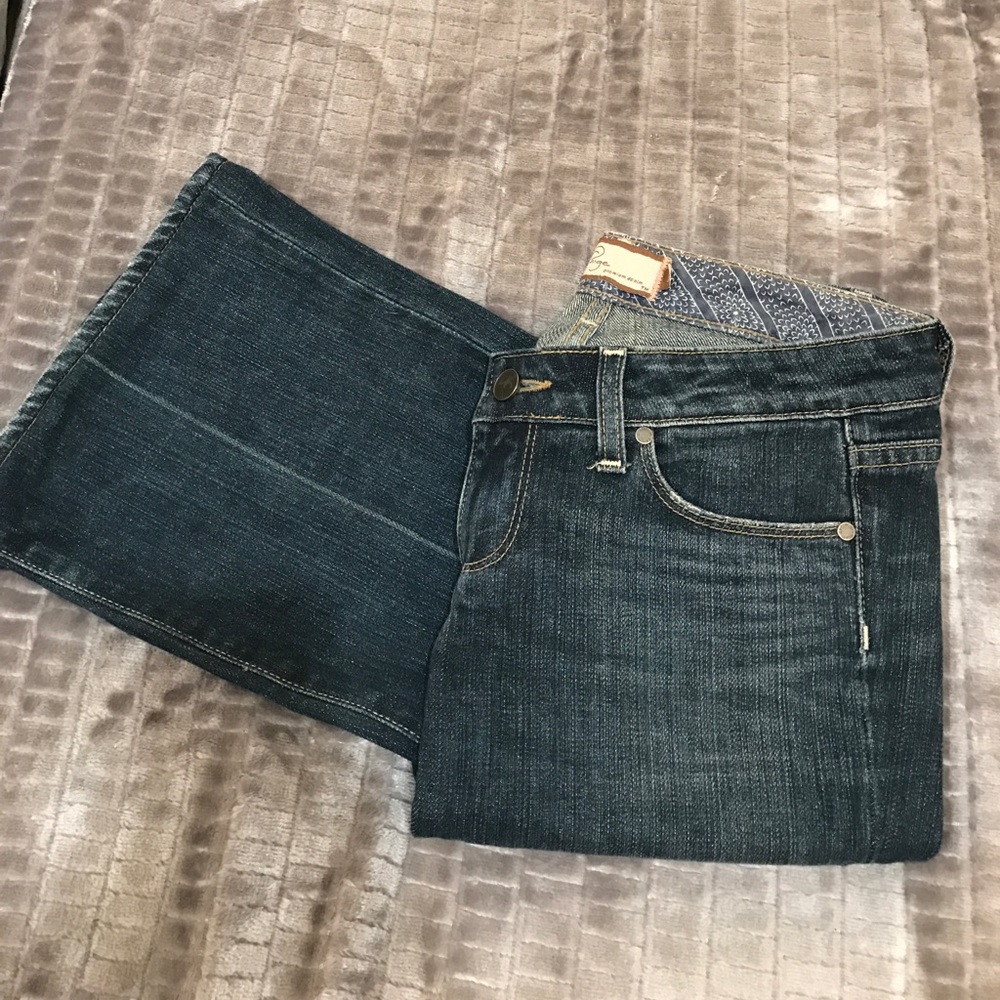 Paige distressed boot cut denim