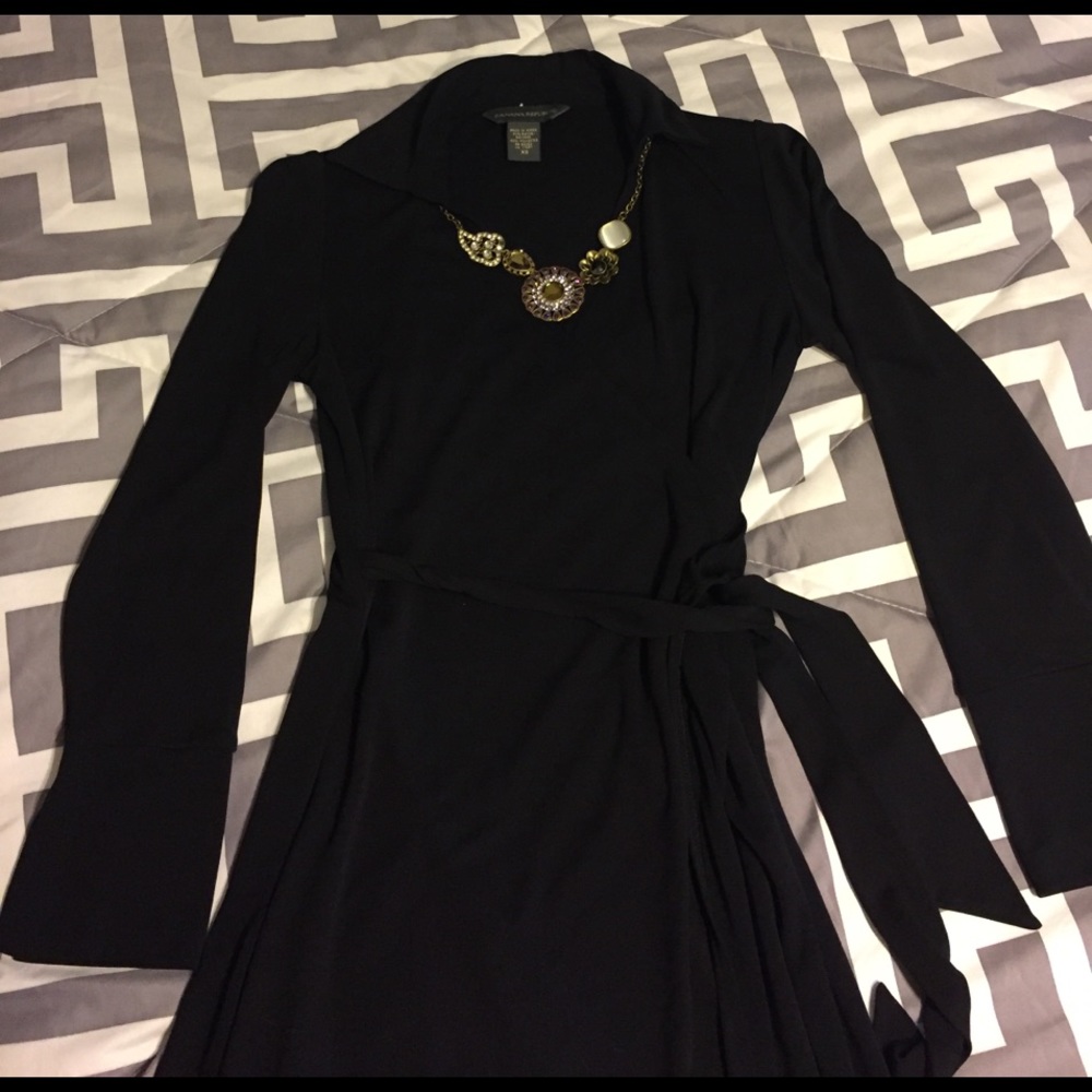 Banana Republic black long sleeved wrap dress.