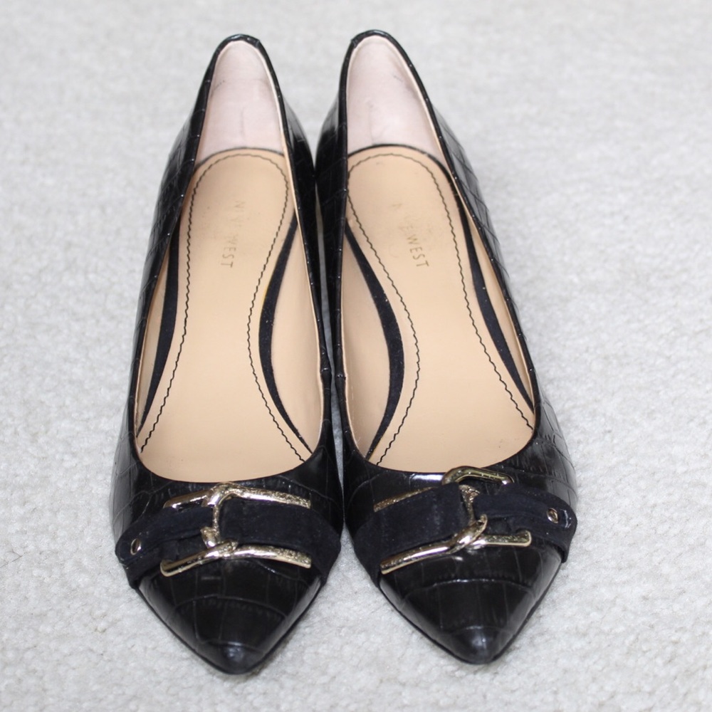 Black croc Nine West wedge shoes
