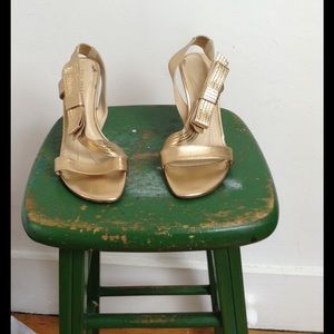 Kate Spade Gold Strappy Bow Heels