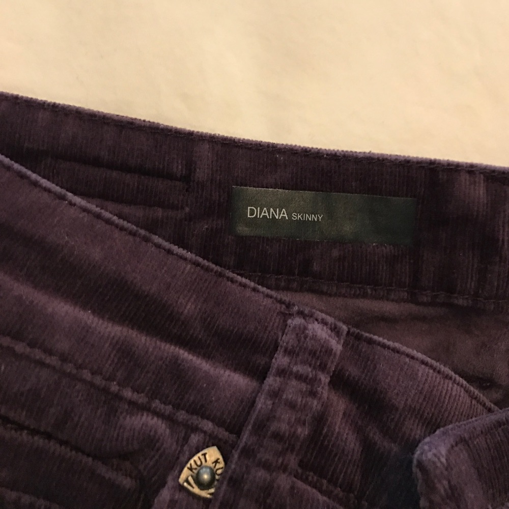KUT from the Kloth Dianna Skinny purple pants.