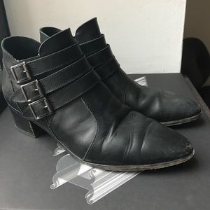 Modern Vice black leather buckle Handler bootie.